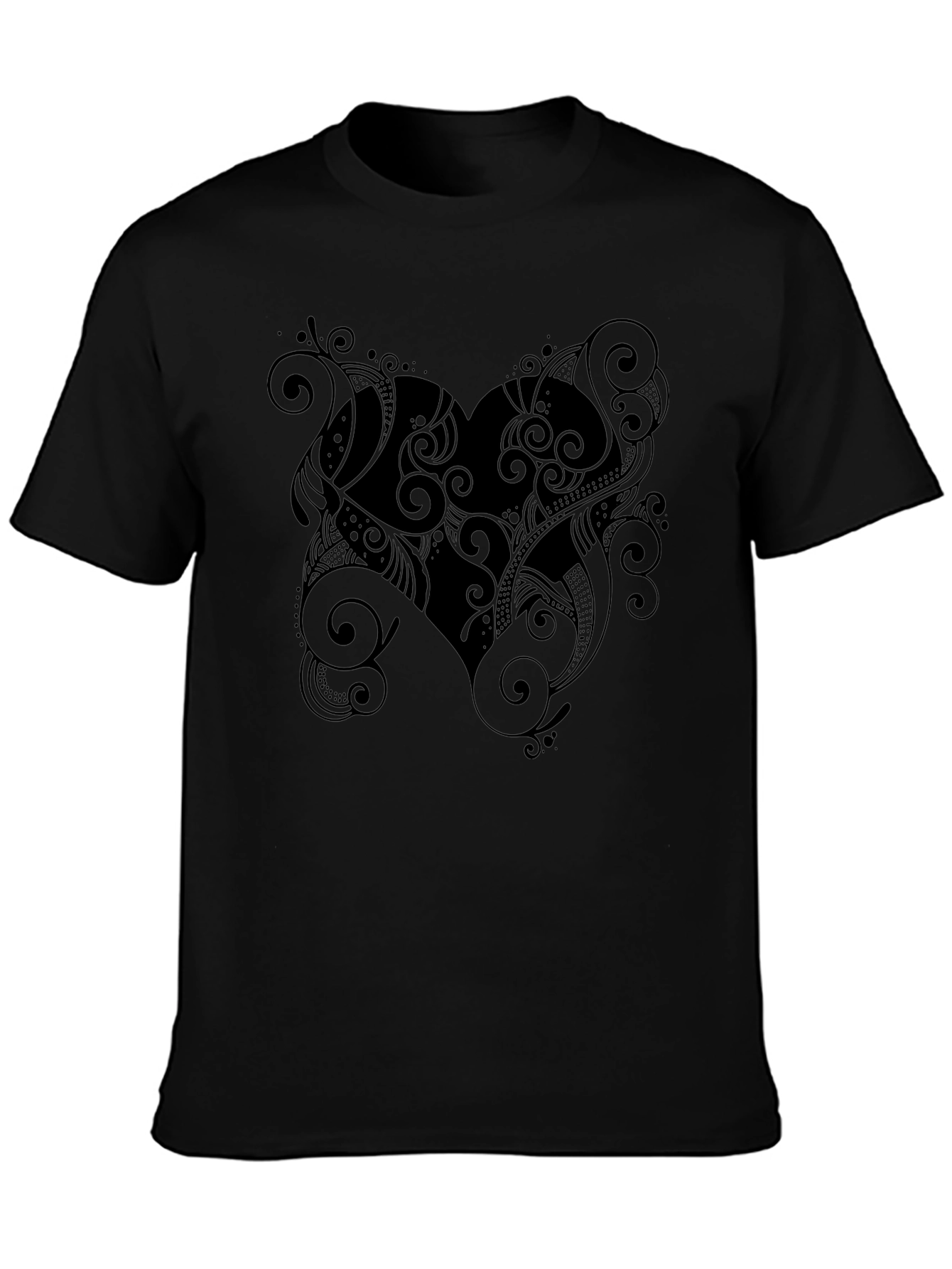 Ornate Heart Graphic Black T-Shirt