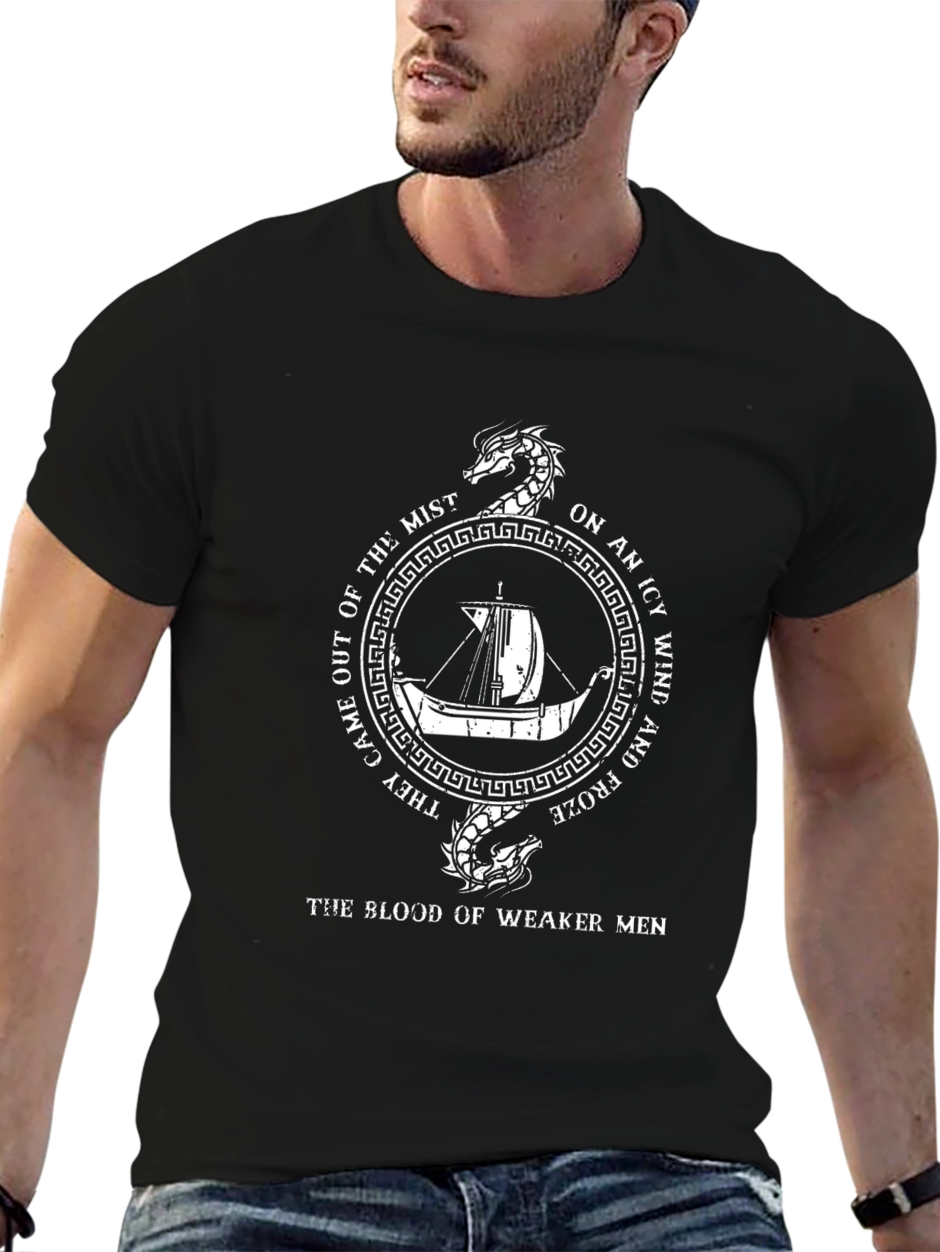 Viking Dragon Ship T-Shirt - Blood of Weaker Men