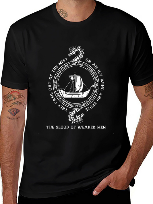 Viking Dragon Ship T-Shirt - Blood of Weaker Men