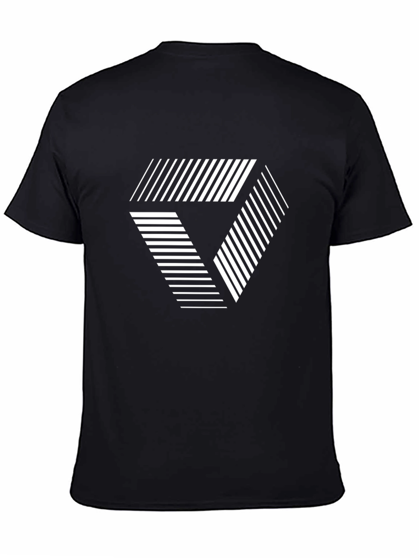 Geometric Illusion Graphic Tee - Black Cotton T-Shirt