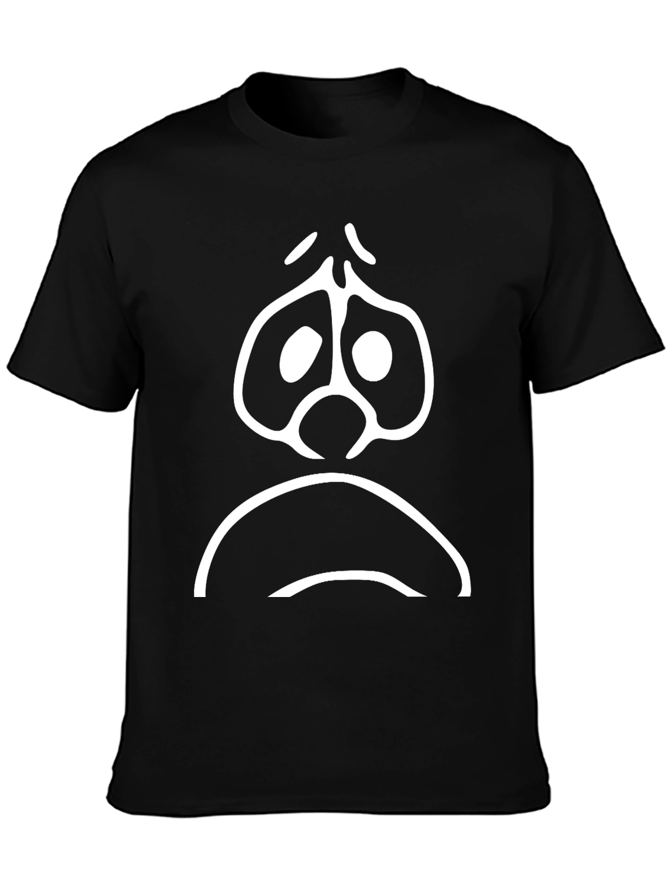 Sad Face Graphic T-Shirt - Black Cotton Tee