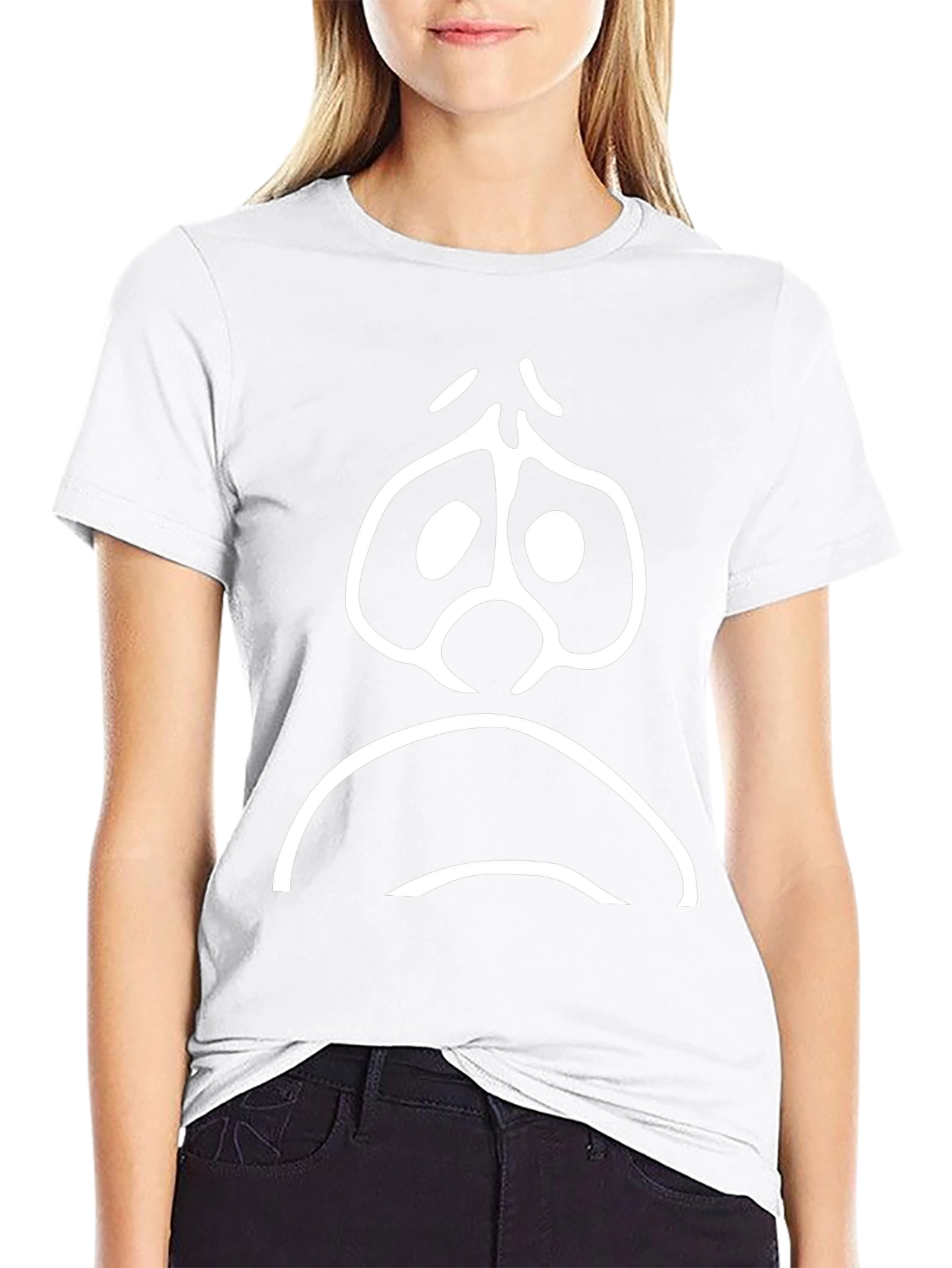 Sad Face Graphic T-Shirt - Black Cotton Tee