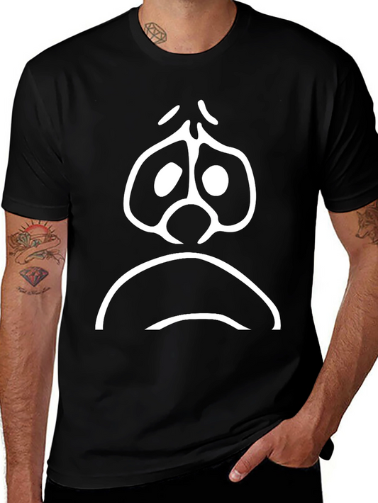 Sad Face Graphic T-Shirt - Black Cotton Tee