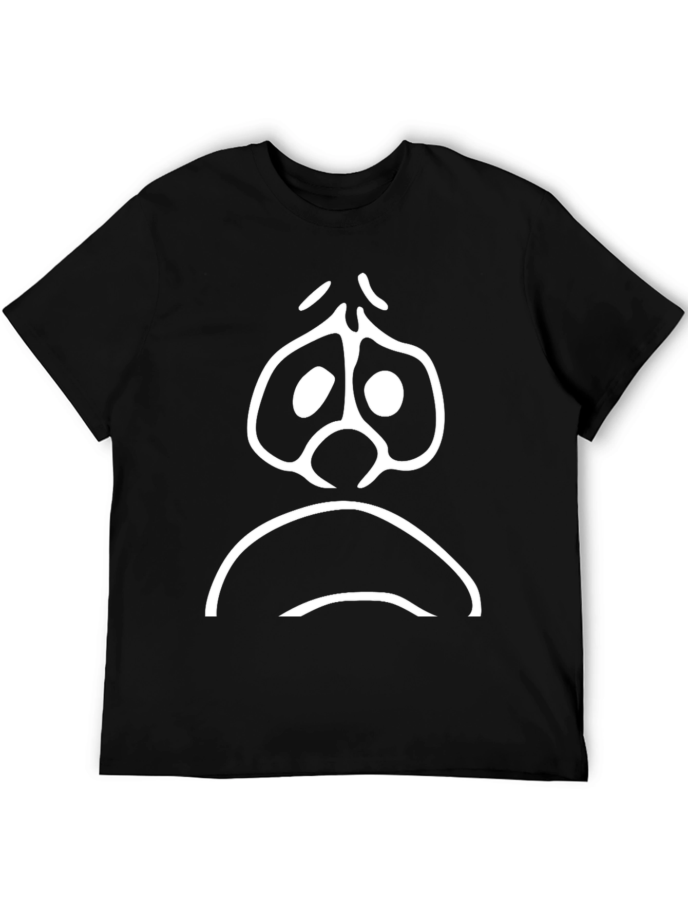Sad Face Graphic T-Shirt - Black Cotton Tee