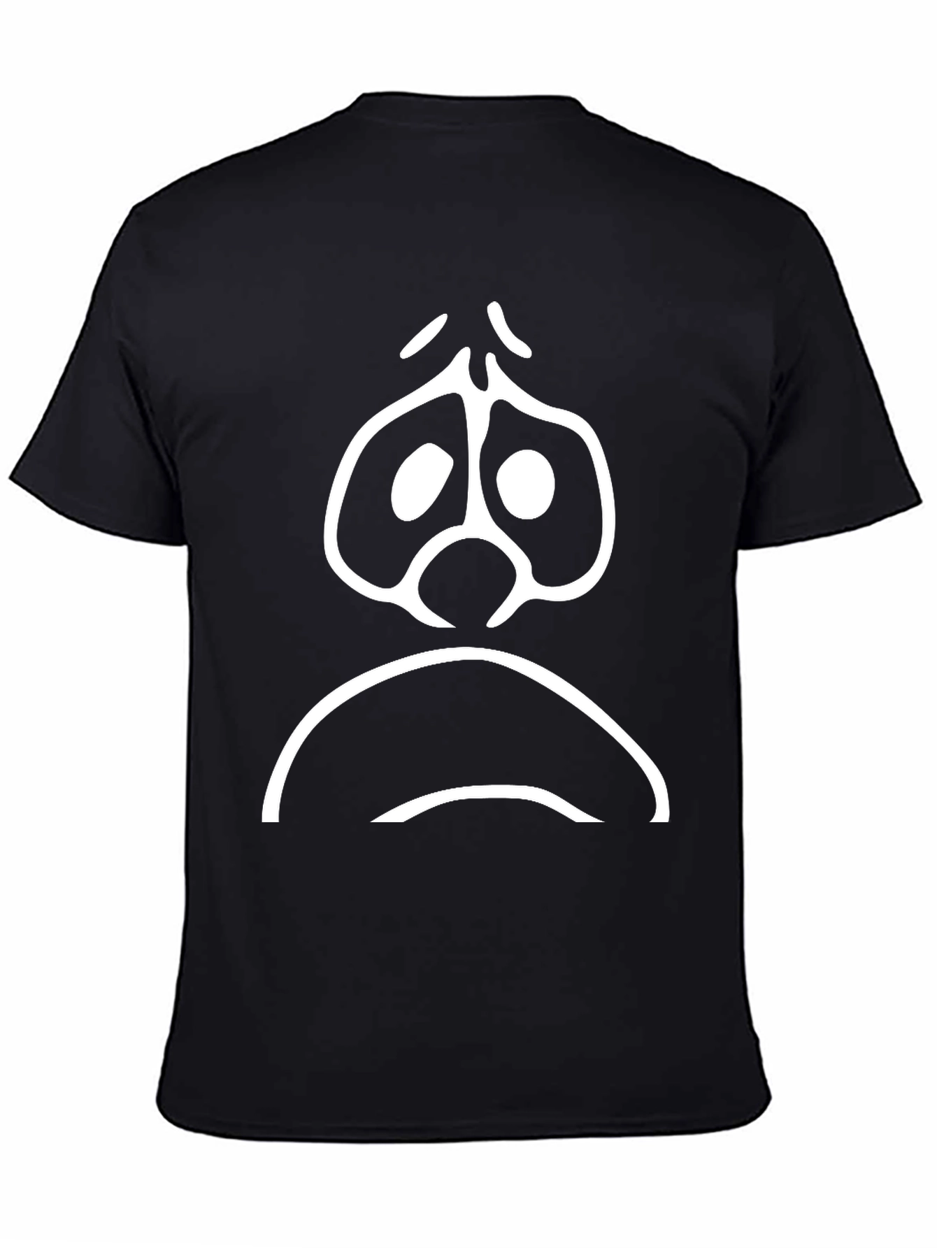 Sad Face Graphic T-Shirt - Black Cotton Tee
