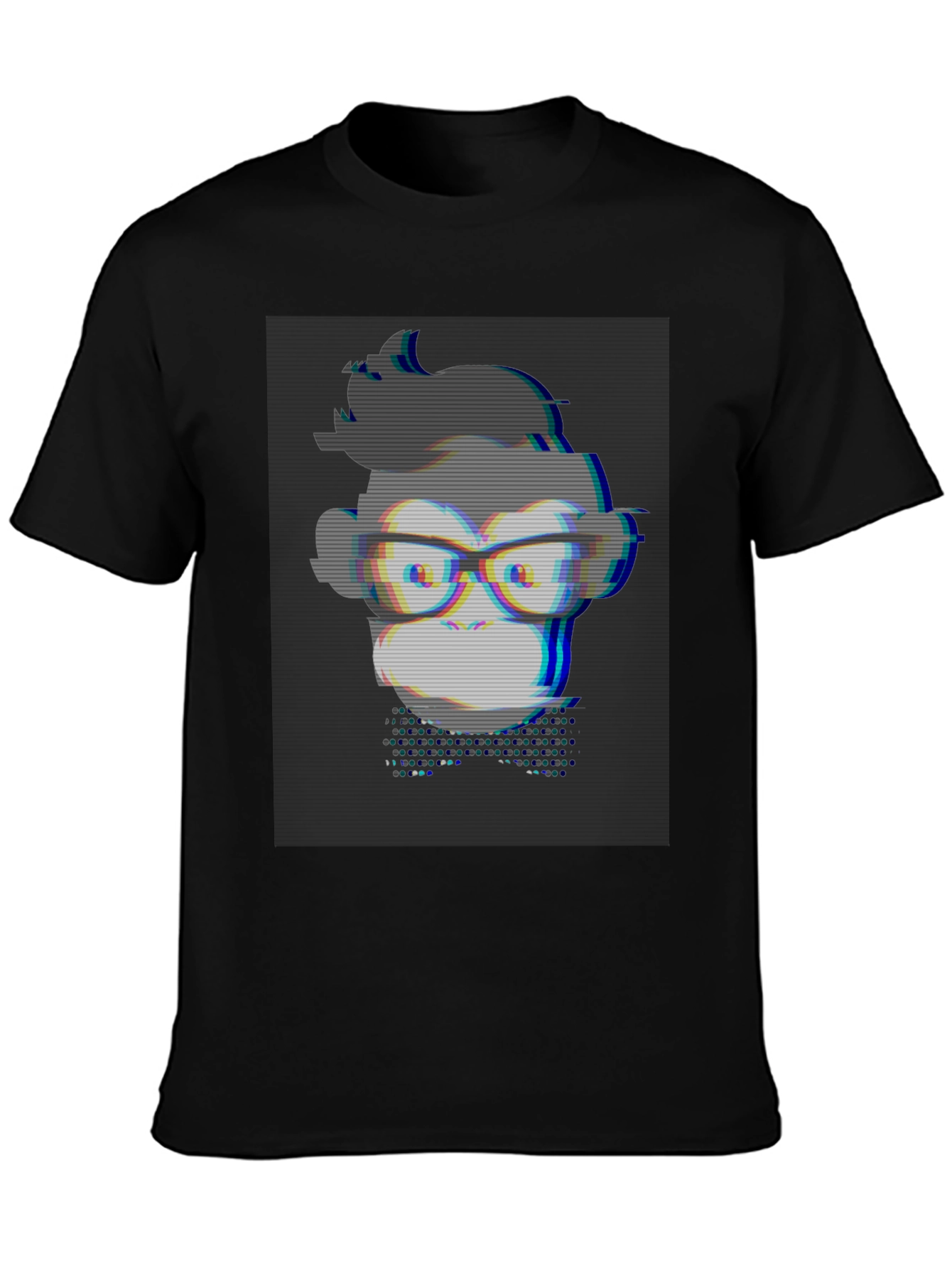 Geek Monkey T-Shirt - Glitch Style Graphic Tee