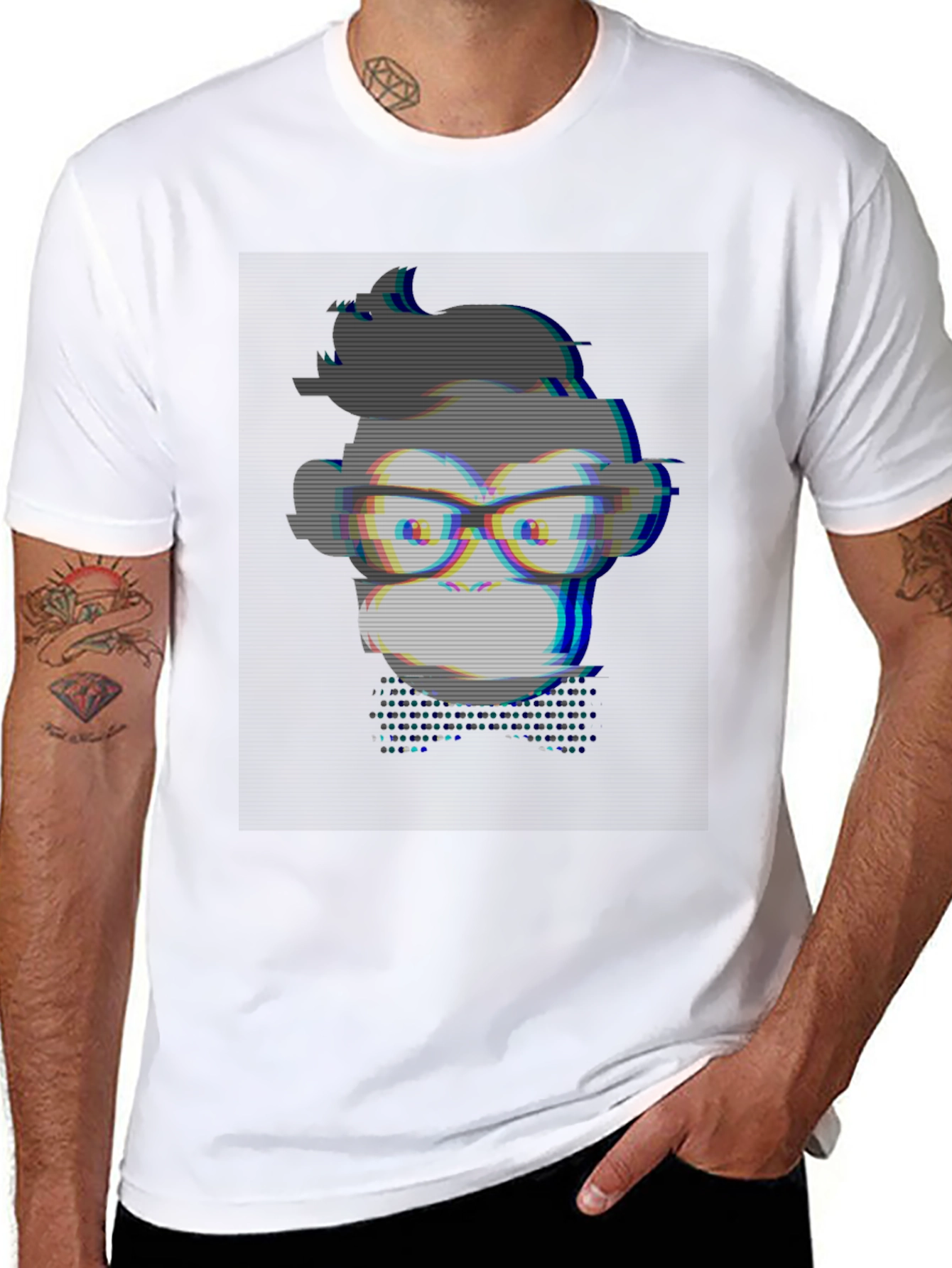 Geek Monkey T-Shirt - Glitch Style Graphic Tee
