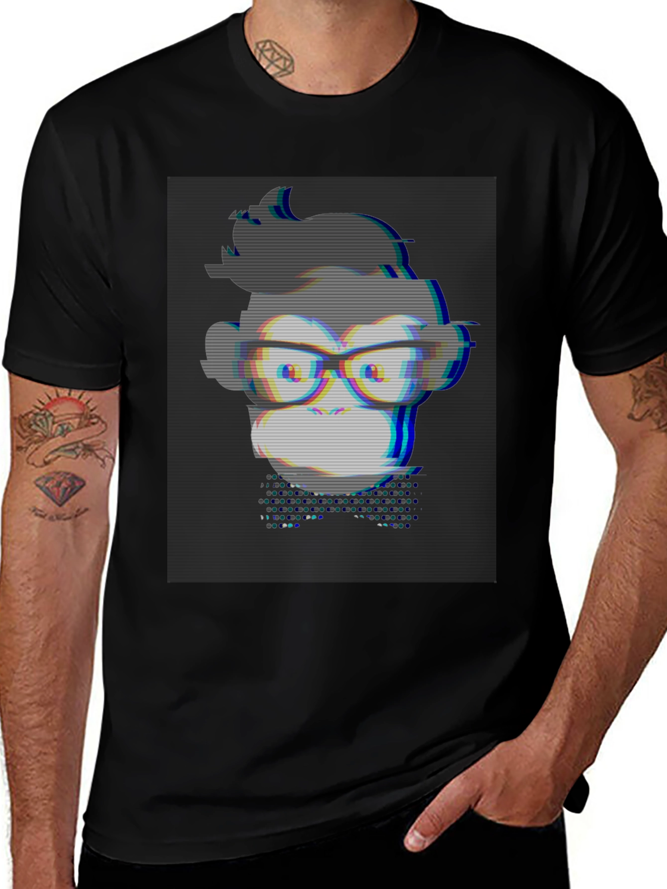 Geek Monkey T-Shirt - Glitch Style Graphic Tee