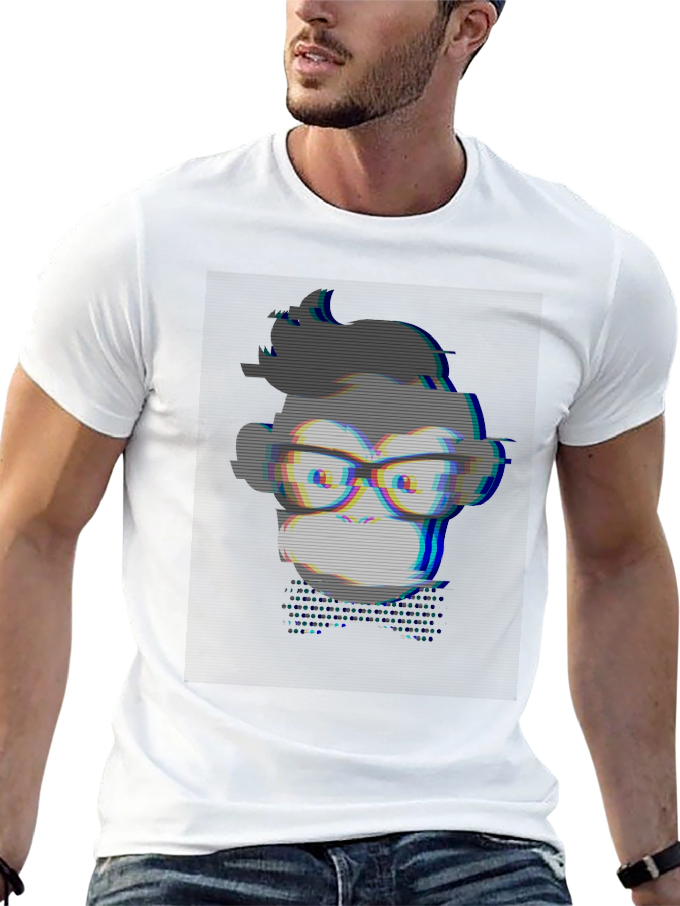Geek Monkey T-Shirt - Glitch Style Graphic Tee