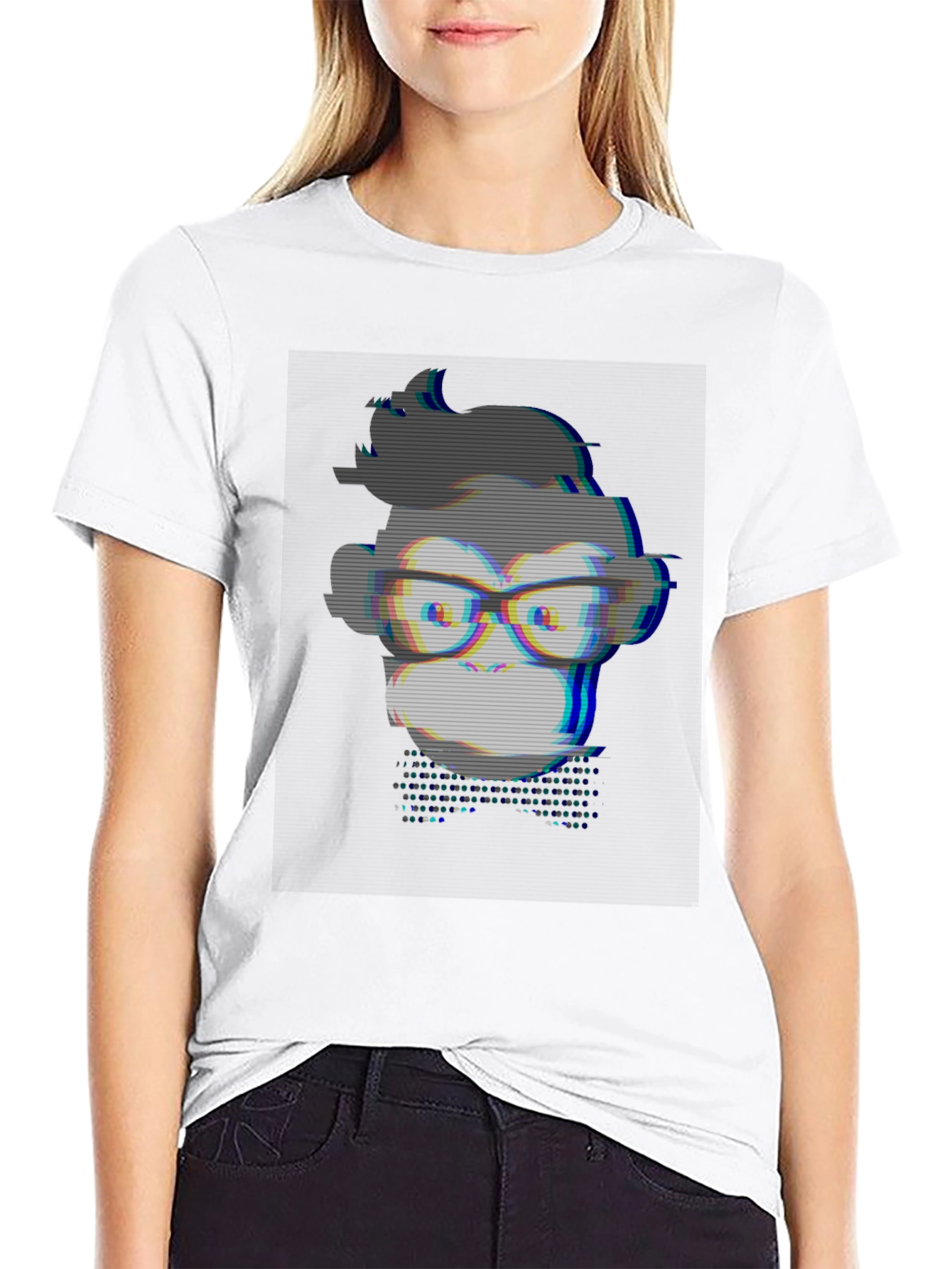 Geek Monkey T-Shirt - Glitch Style Graphic Tee