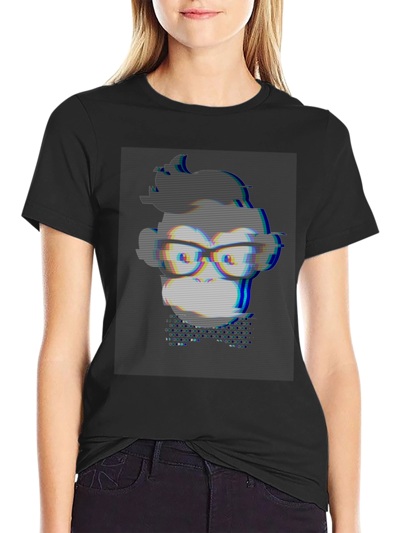 Geek Monkey T-Shirt - Glitch Style Graphic Tee