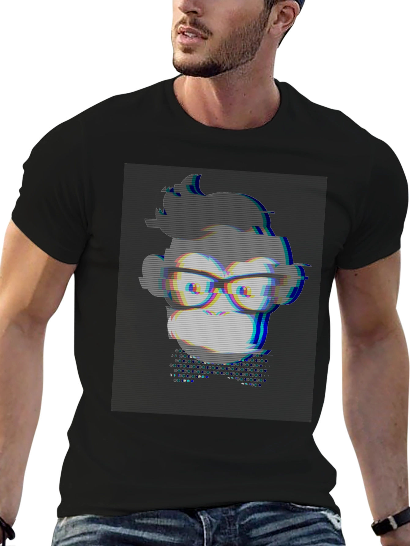 Geek Monkey T-Shirt - Glitch Style Graphic Tee