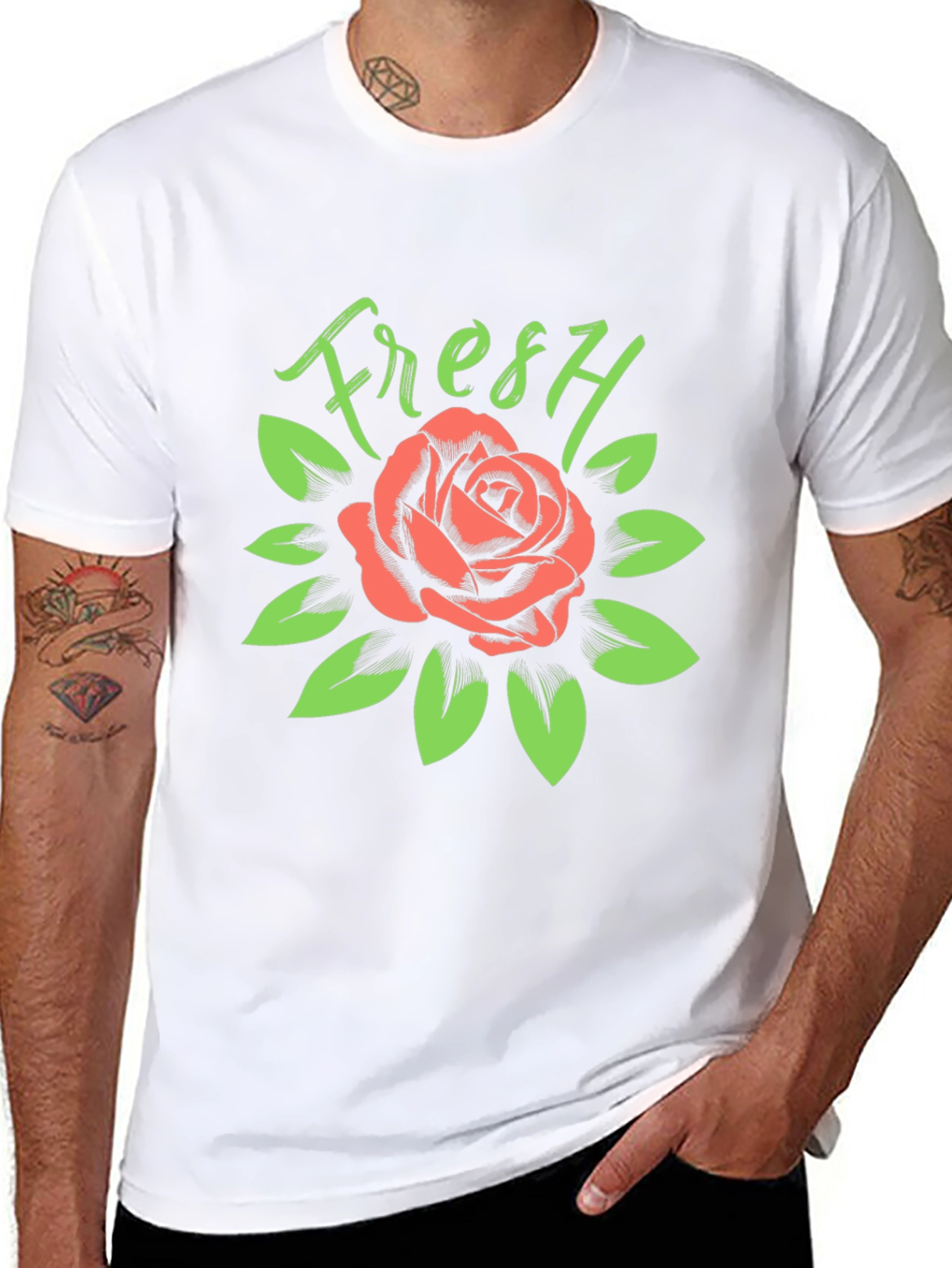 Fresh Rose Graphic Tee - Stylish Black T-Shirt