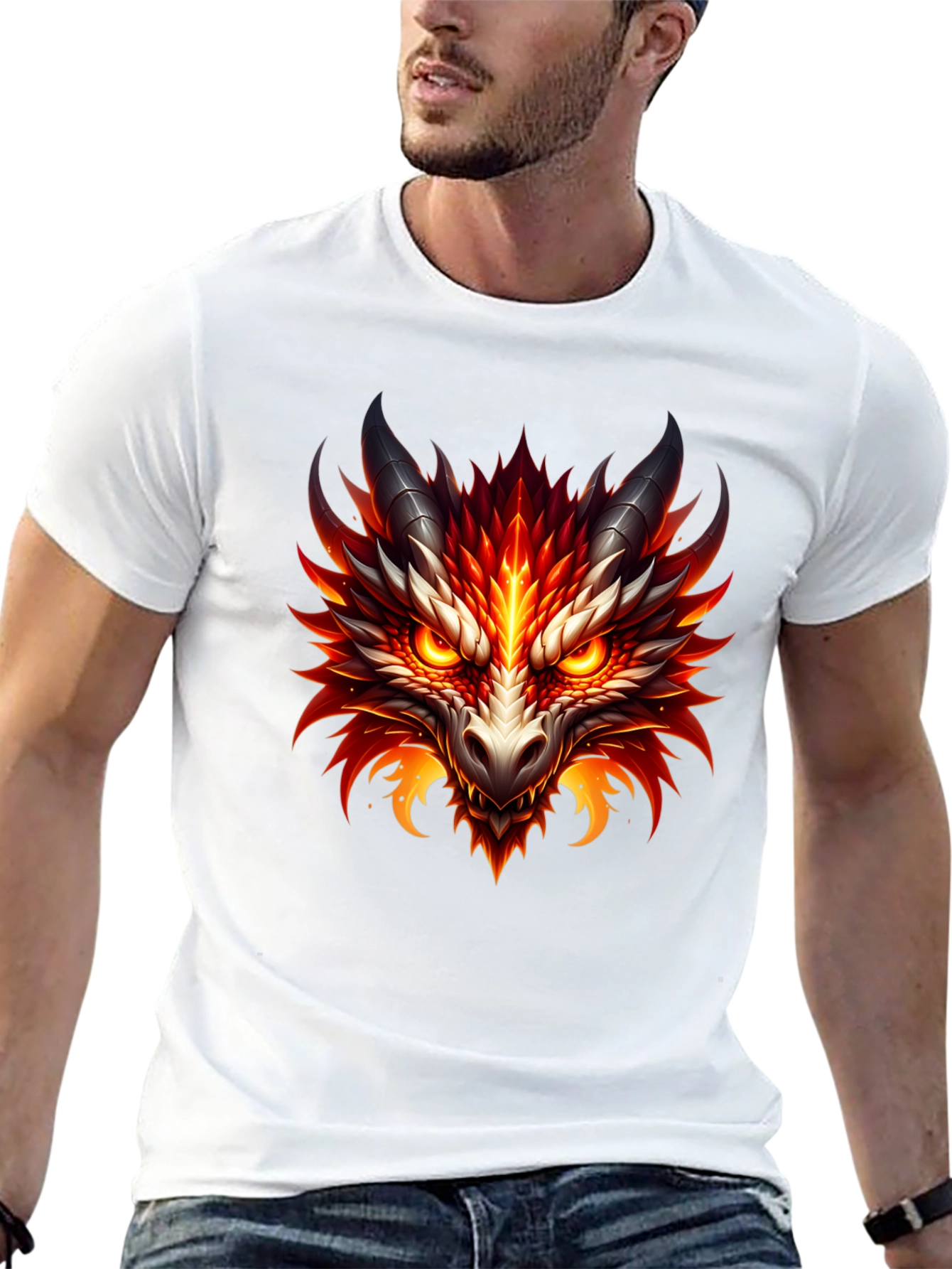 Fiery Dragon Graphic Tee - Bold Fantasy Style