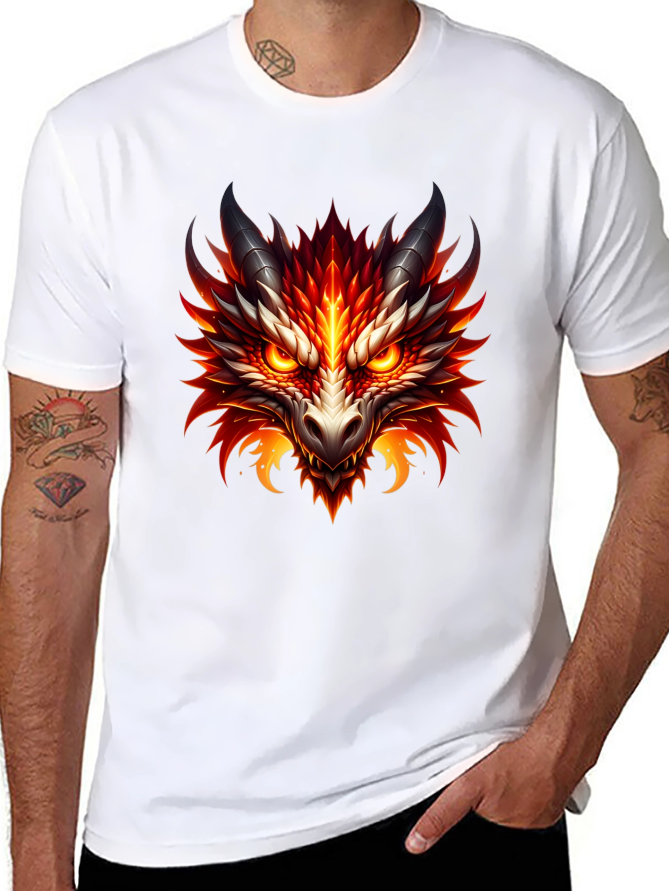 Fiery Dragon Graphic Tee - Bold Fantasy Style