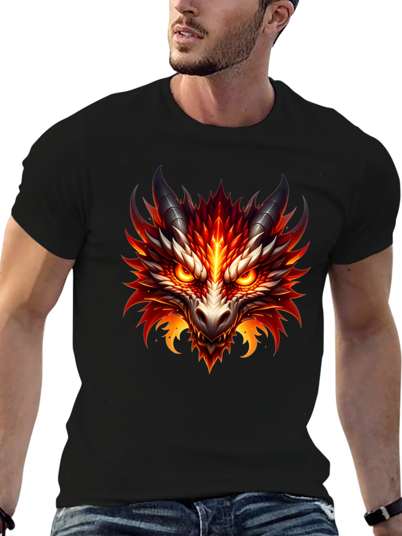 Fiery Dragon Graphic Tee - Bold Fantasy Style