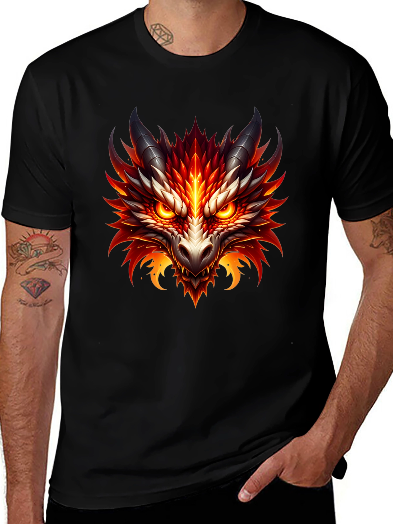 Fiery Dragon Graphic Tee - Bold Fantasy Style