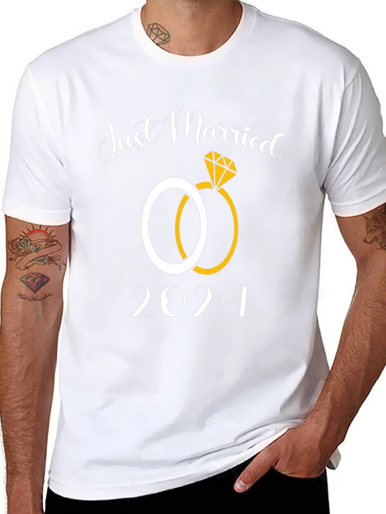 Just Married 2024 Wedding Rings T-Shirt