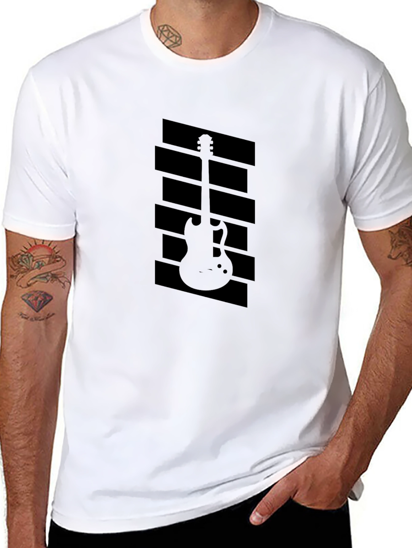 Guitar Graphic Black T-Shirt - Musician Style