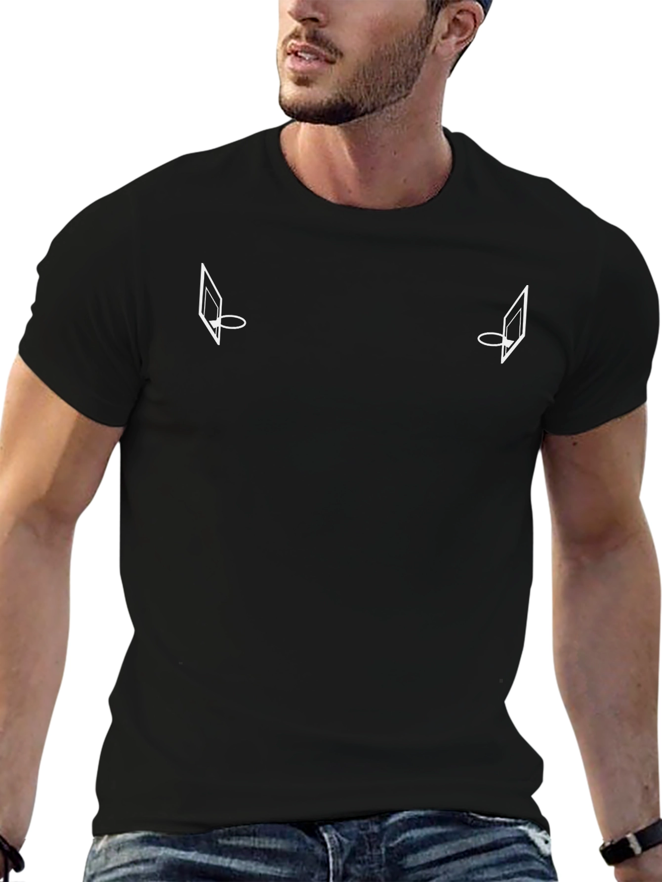 Minimalist Basketball Hoop T-Shirt - Black