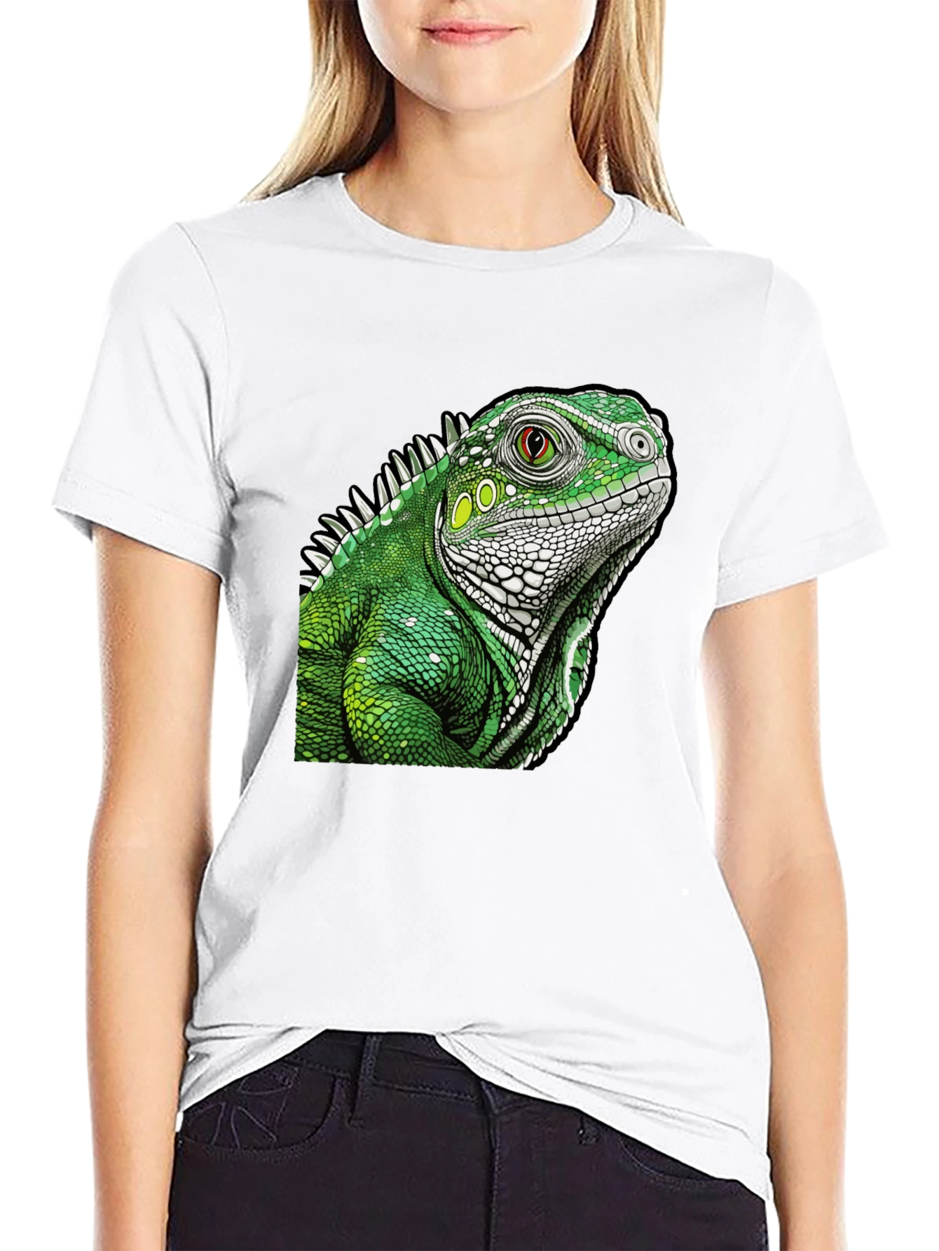 Iguana Graphic Print Black T-Shirt