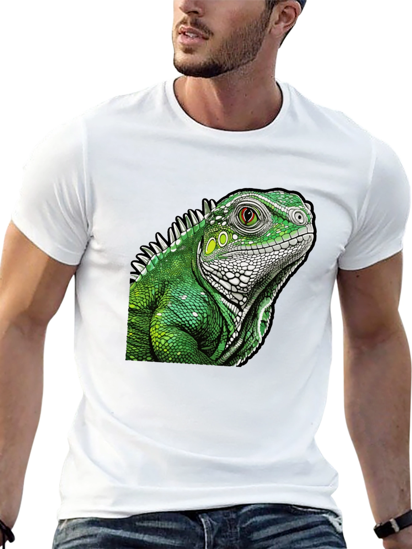 Iguana Graphic Print Black T-Shirt