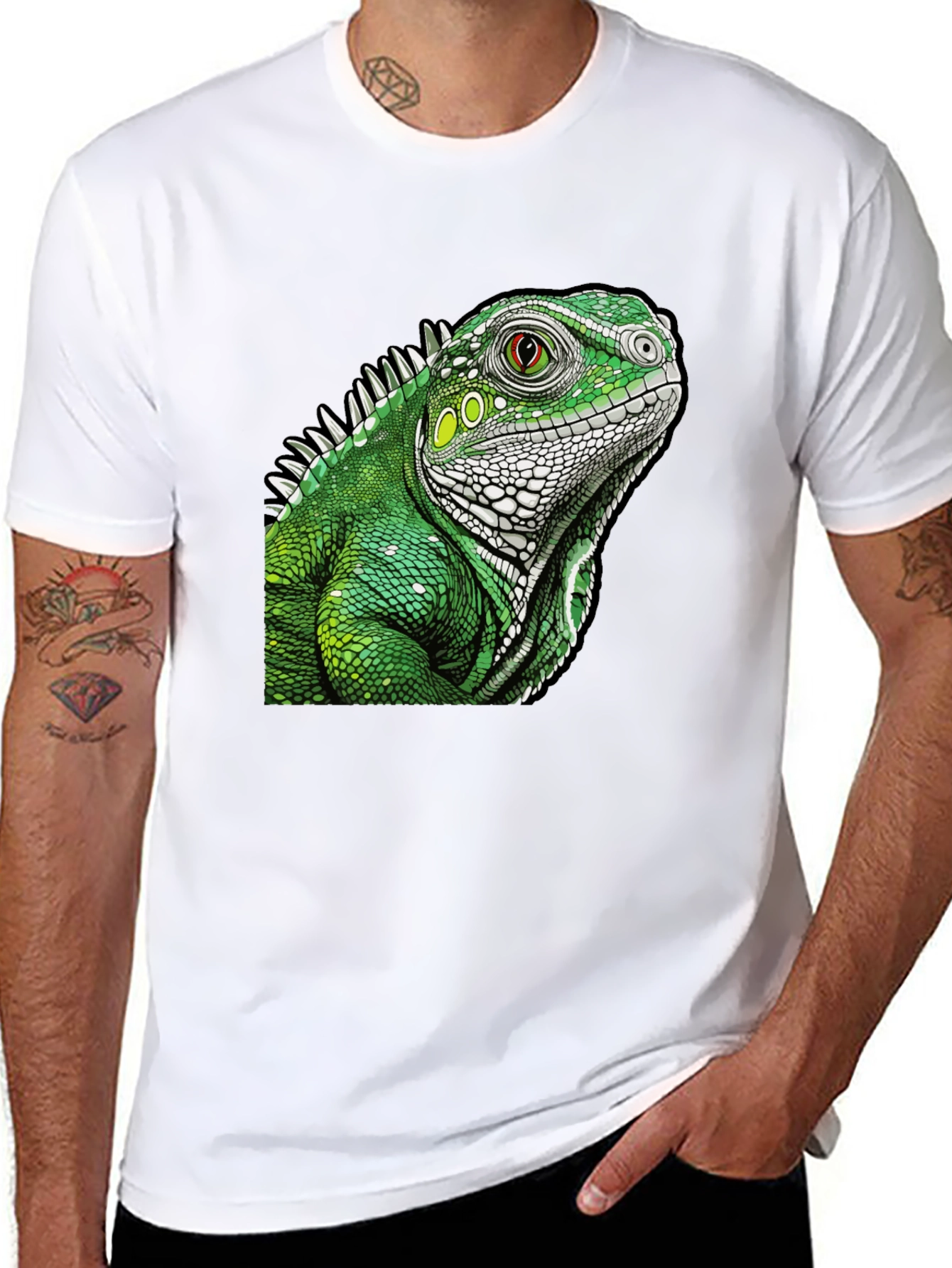 Iguana Graphic Print Black T-Shirt