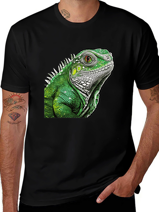Iguana Graphic Print Black T-Shirt