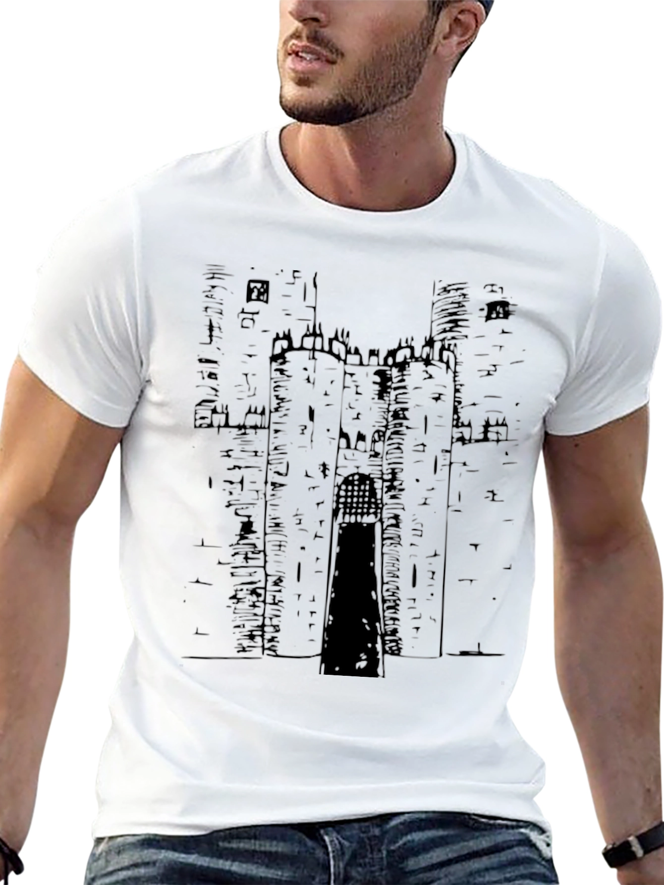 Castle Graphic Print Black T-Shirt