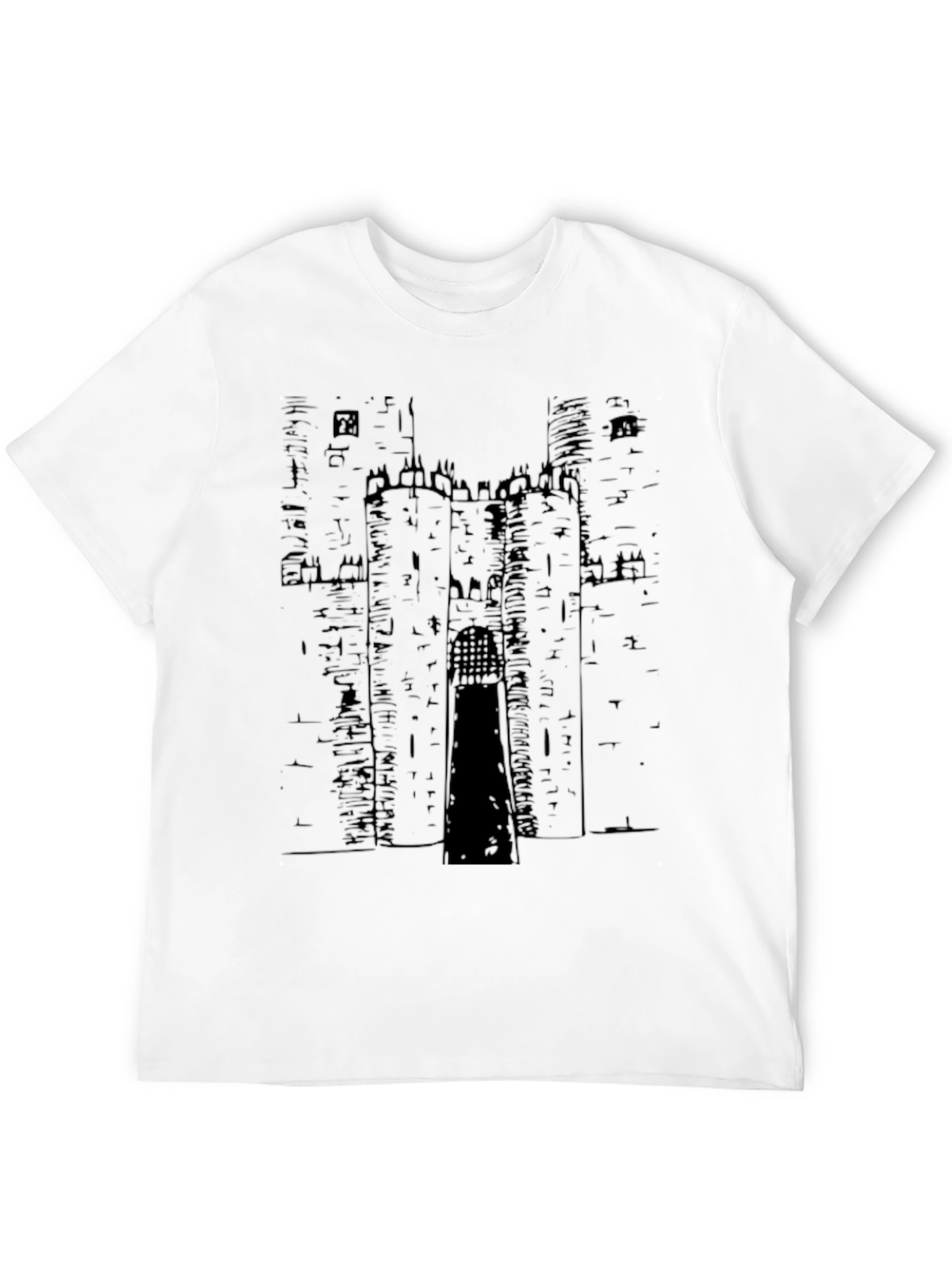 Castle Graphic Print Black T-Shirt