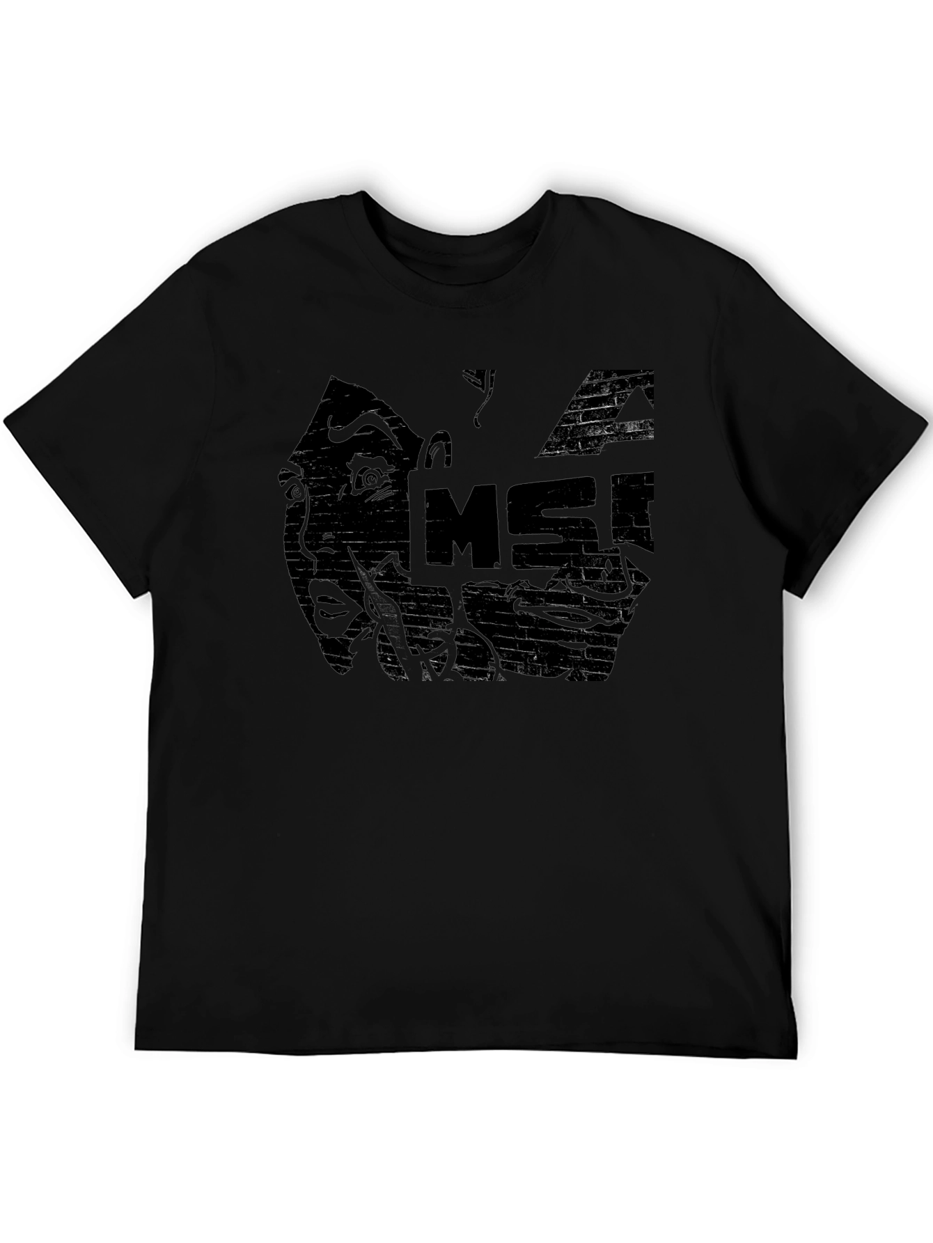 Distressed Graphic Tee - MSI Face Black