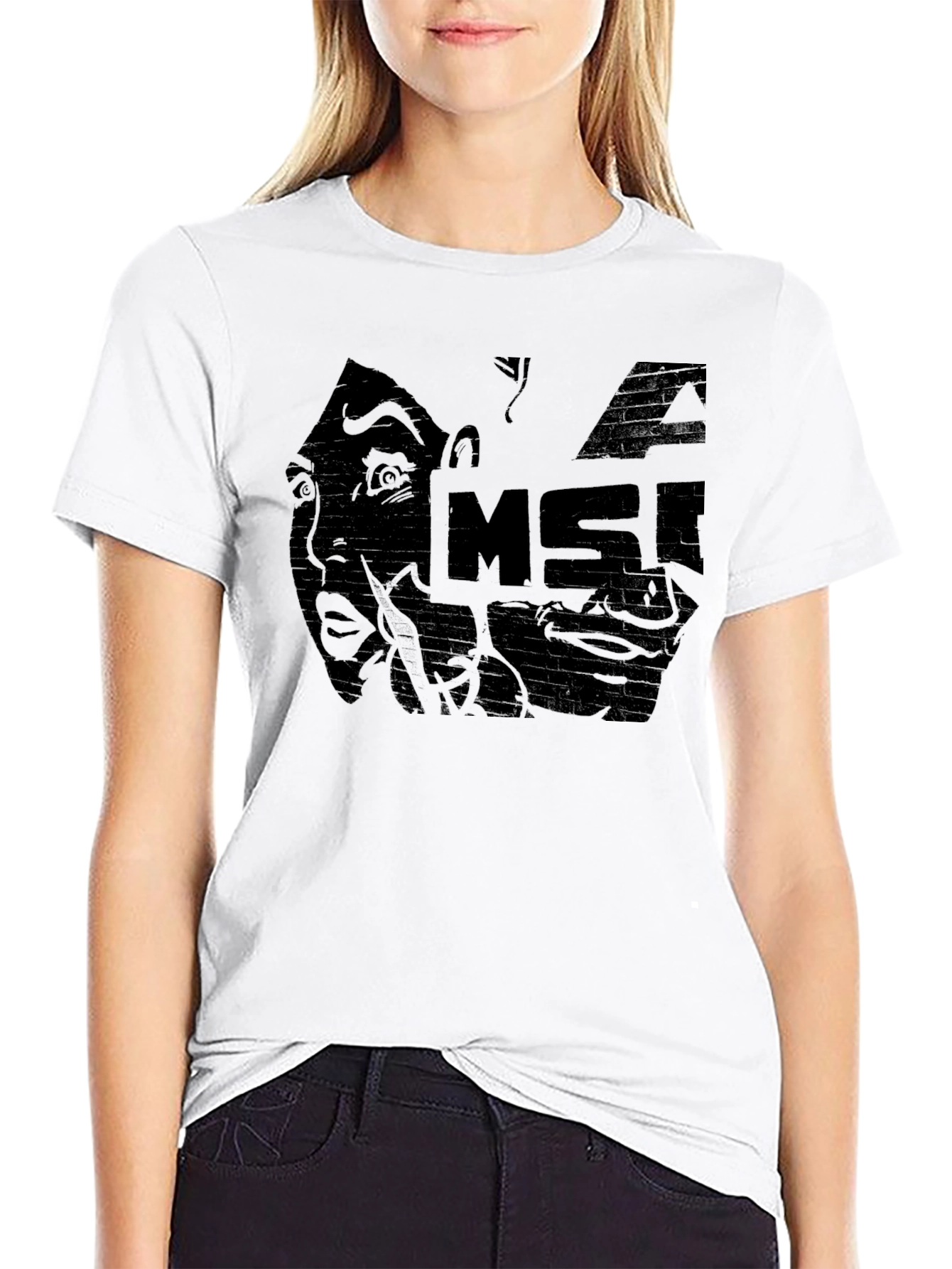 Distressed Graphic Tee - MSI Face Black