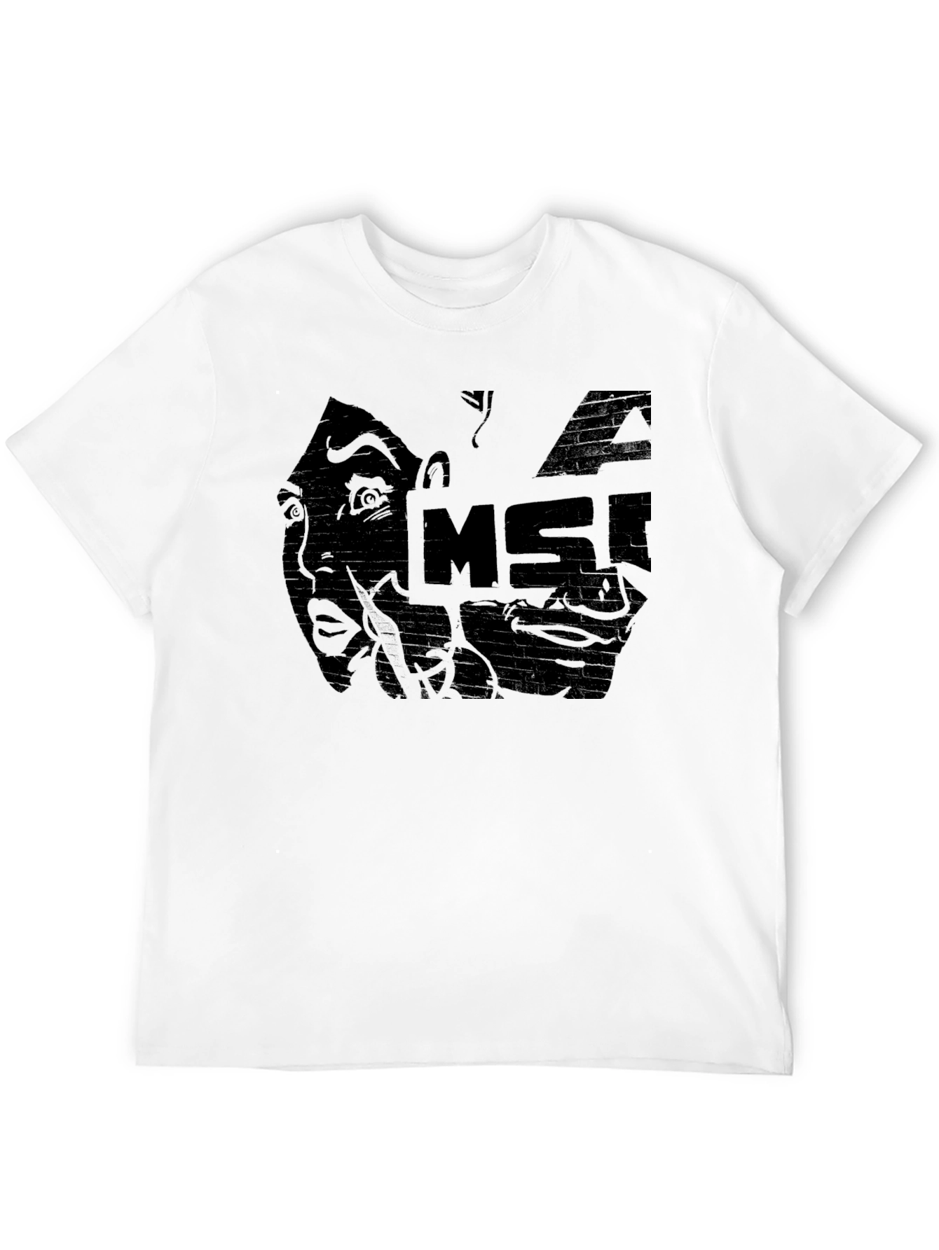 Distressed Graphic Tee - MSI Face Black