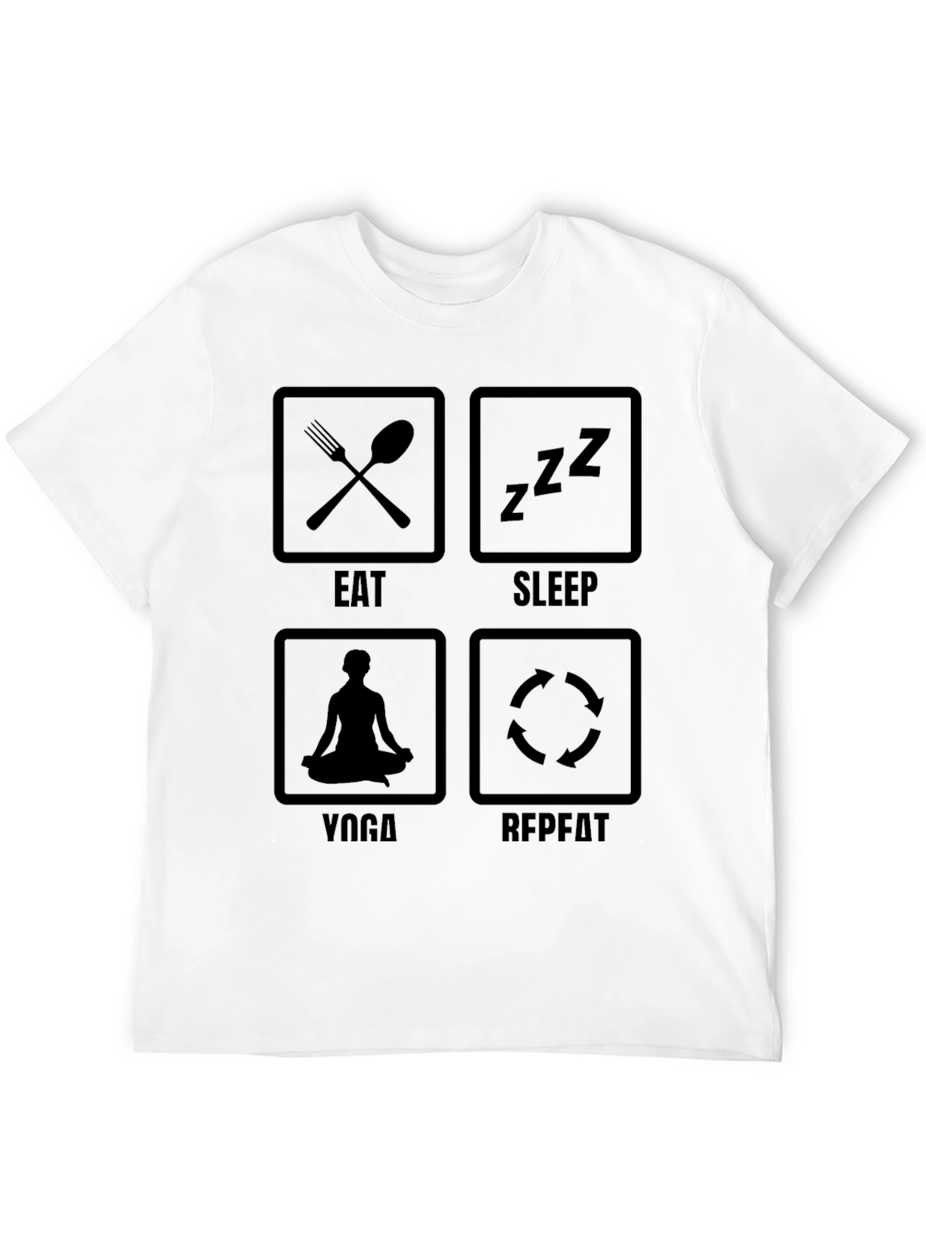 Eat Sleep Yoga Repeat Black Graphic T-Shirt
