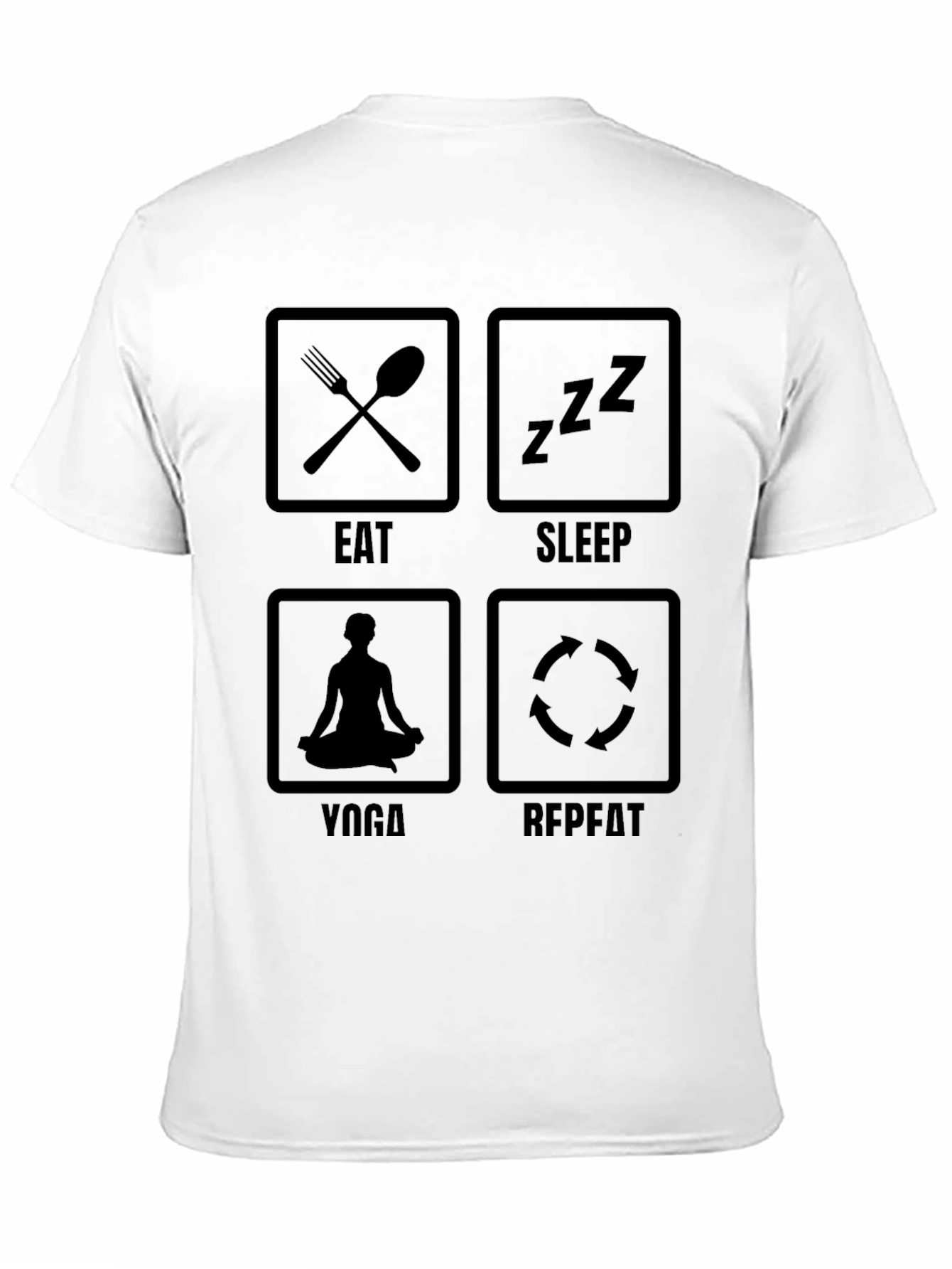 Eat Sleep Yoga Repeat Black Graphic T-Shirt