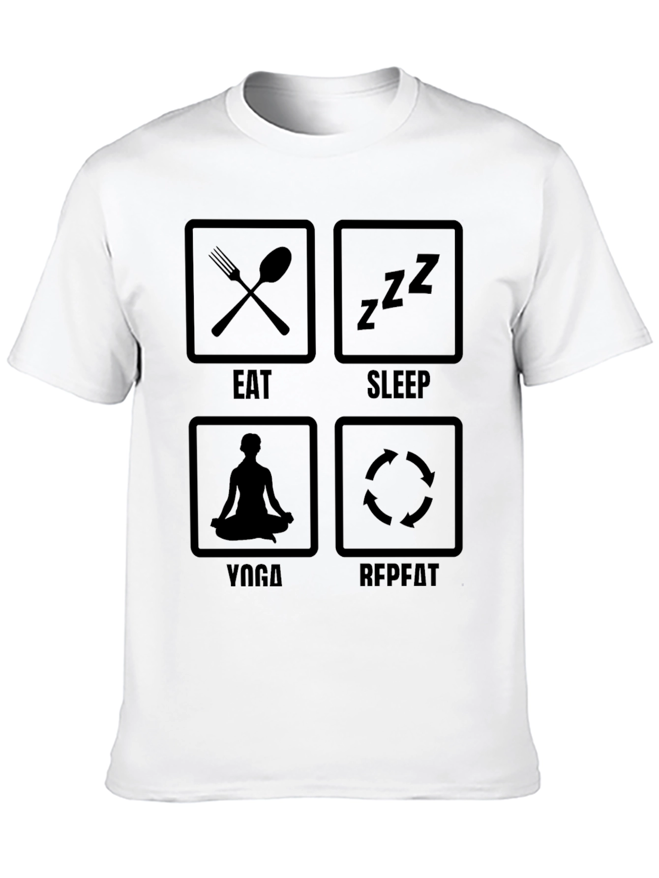 Eat Sleep Yoga Repeat Black Graphic T-Shirt