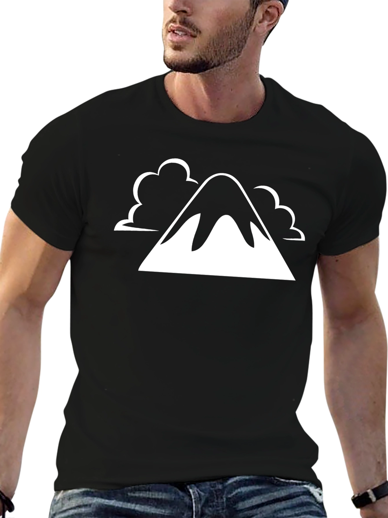Mountain Graphic Tee - Black Cotton Blend Shirt