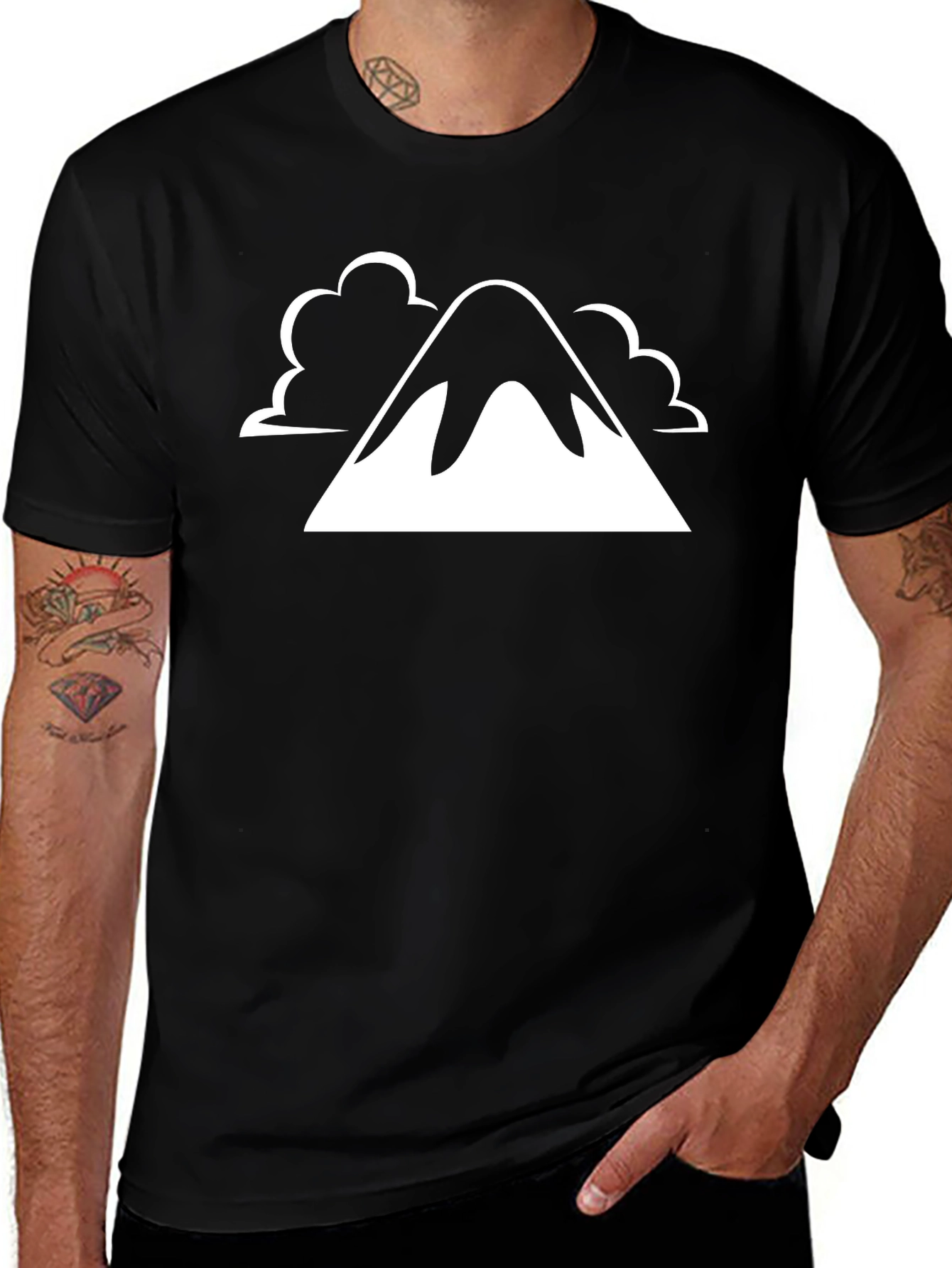 Mountain Graphic Tee - Black Cotton Blend Shirt