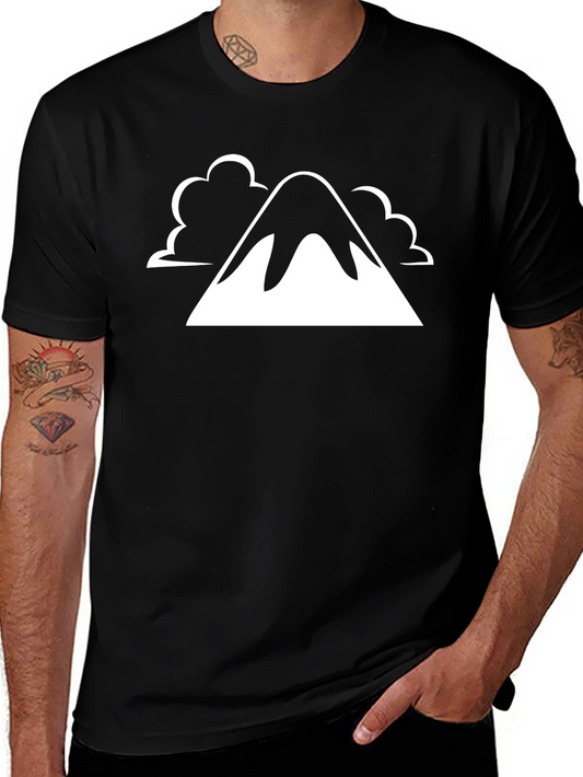 Mountain Graphic Tee - Black Cotton Blend Shirt