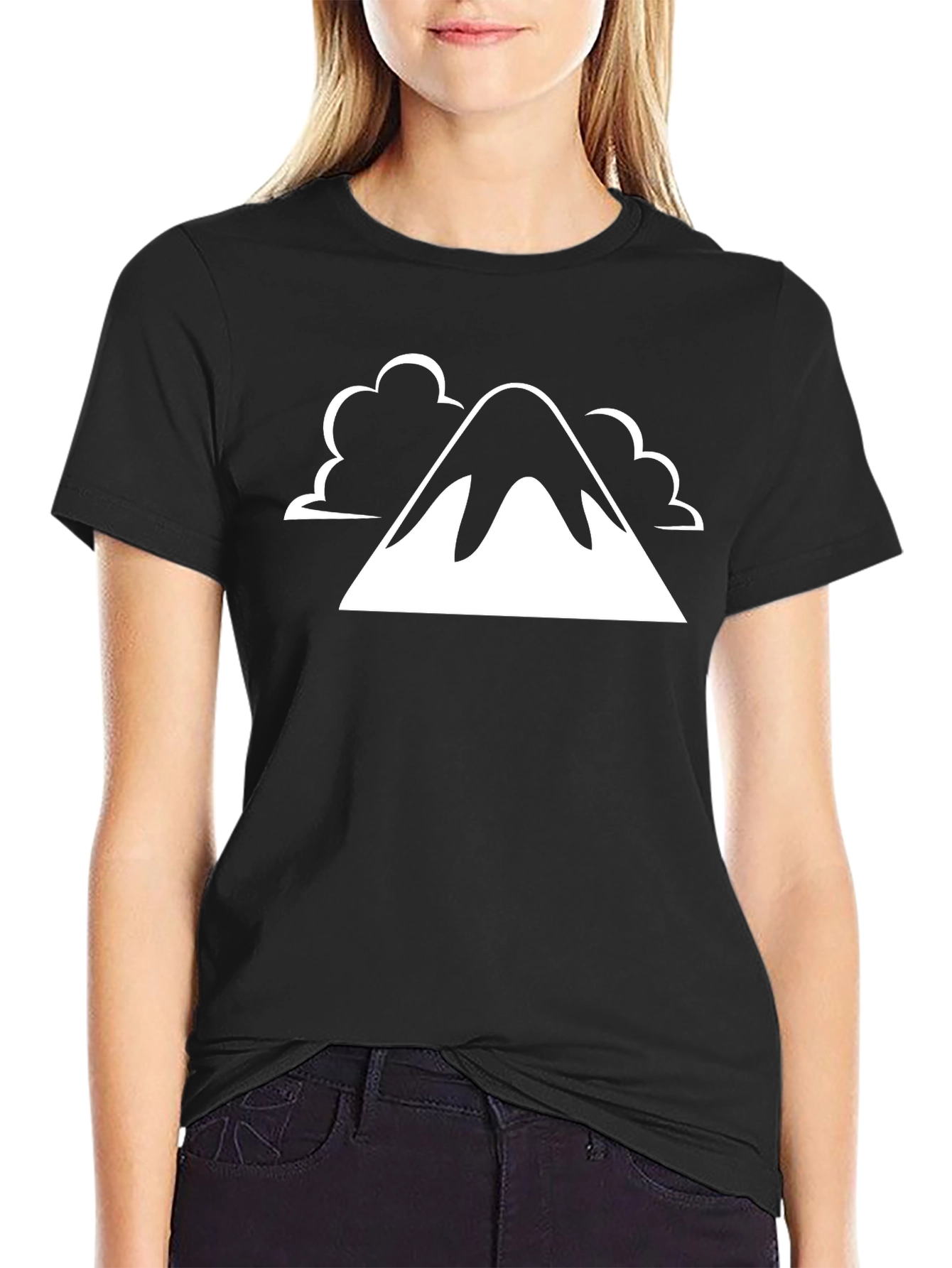 Mountain Graphic Tee - Black Cotton Blend Shirt