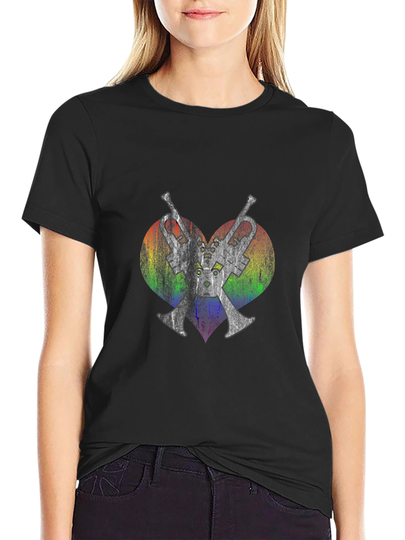 Rainbow Heart Trumpet T-Shirt