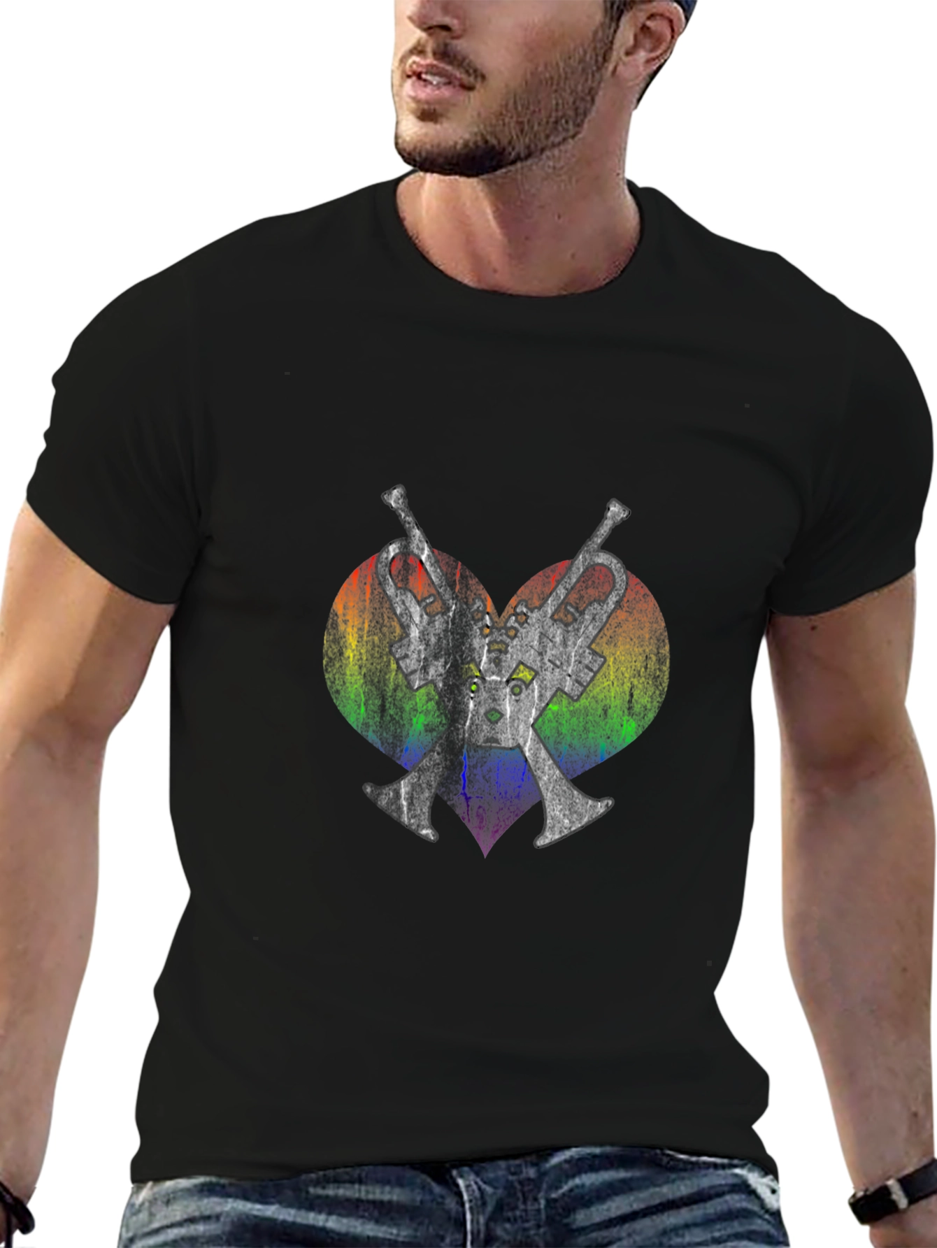 Rainbow Heart Trumpet T-Shirt