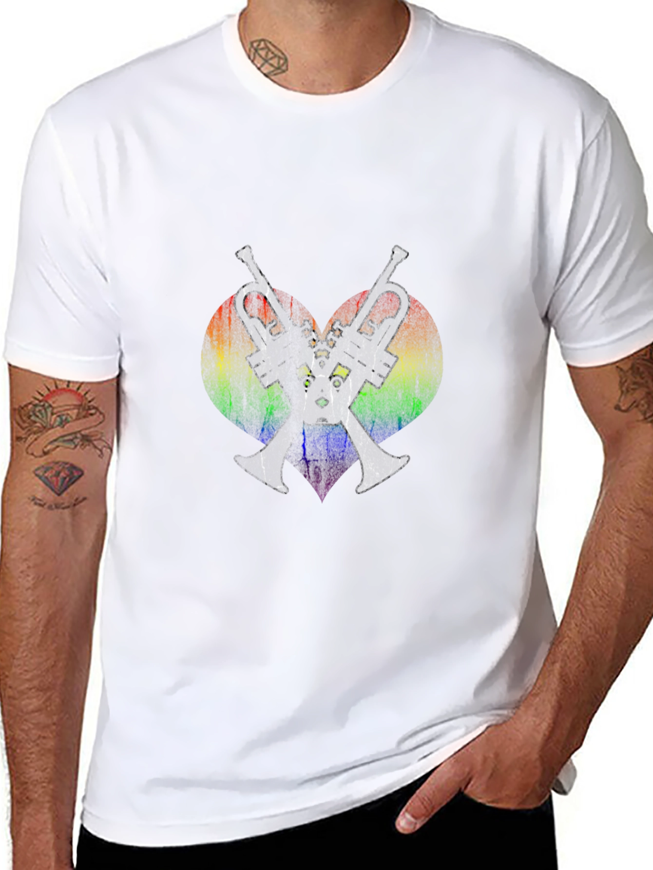 Rainbow Heart Trumpet T-Shirt