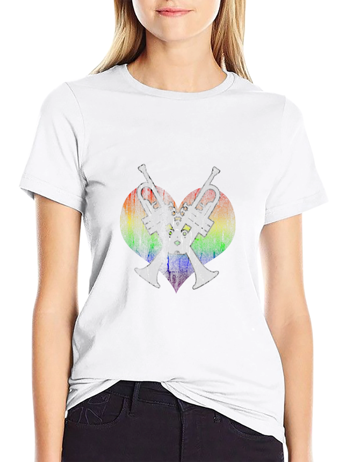 Rainbow Heart Trumpet T-Shirt