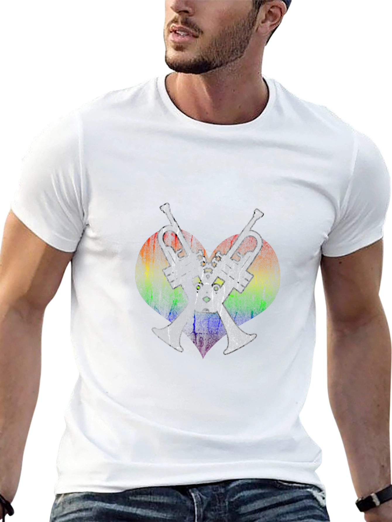 Rainbow Heart Trumpet T-Shirt