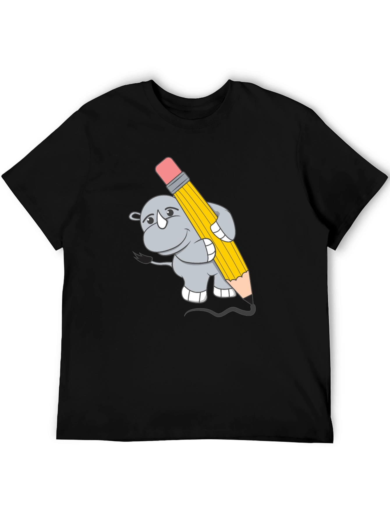 Rhino Artist Tee - Cartoon Animal Graphic T-Shirt