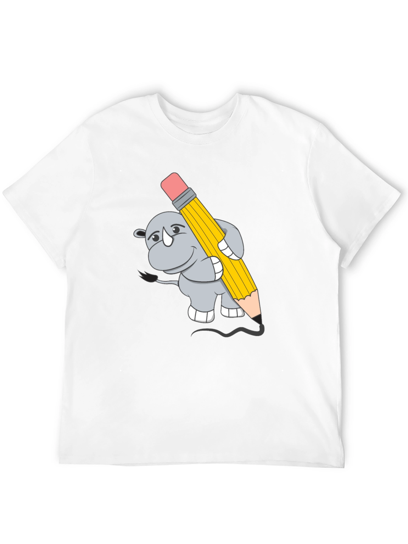 Rhino Artist Tee - Cartoon Animal Graphic T-Shirt