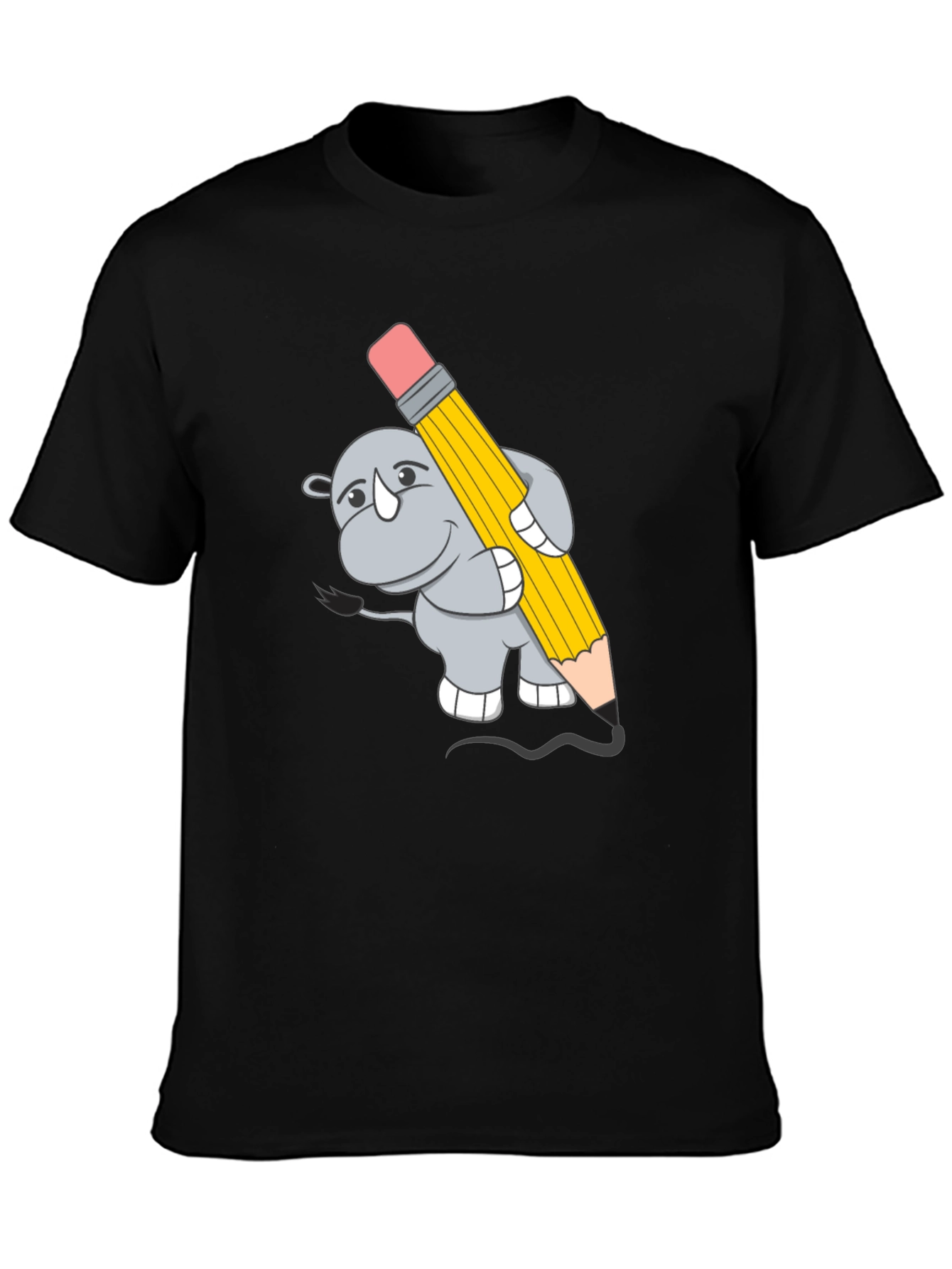 Rhino Artist Tee - Cartoon Animal Graphic T-Shirt