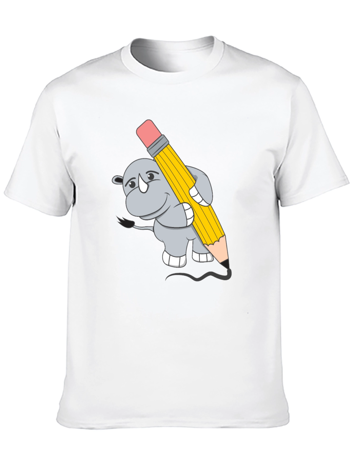 Rhino Artist Tee - Cartoon Animal Graphic T-Shirt