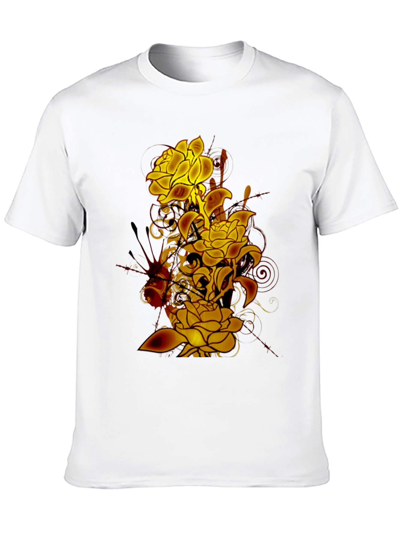 Floral Skull Graphic Black T-Shirt